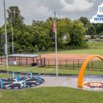 ballfield and play structures at linwood crump shiloh community center
