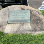 rock with dedication plaque reading W.T. Weaver Park dedicated to the memory of W.T. Weaver born July 18, 1858 died Nov. 6, 1916