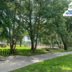 bike rack on greenway at riverbend park
