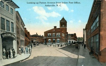 historic postcard image of pritchard park and old  post office