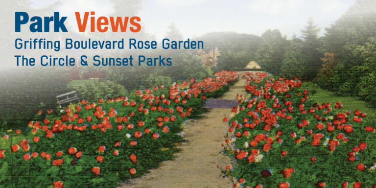 postcard image of griffing rose garden