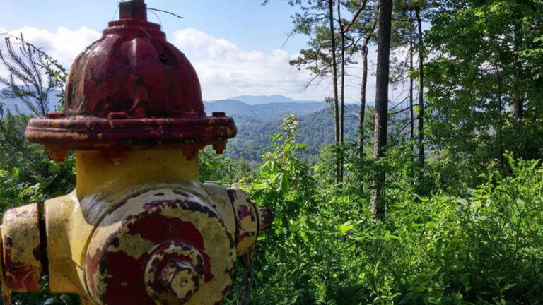 fire hydrant with mountain view