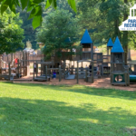 Wooden playground at Jake Rusher Park