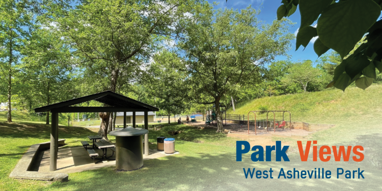 picnic shed and playground in west asheville park