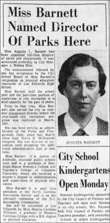 news article with title naming Augusta Barnett parks director