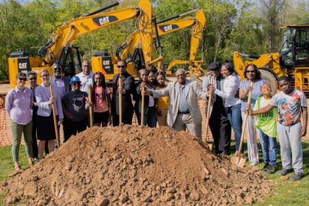 City staff, elected officials and community member at the Grant Center ground breaking