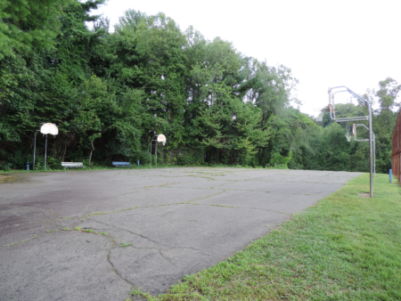 Basketball courts in Roger Farmer Park in Asheville, North Carolina in 2023