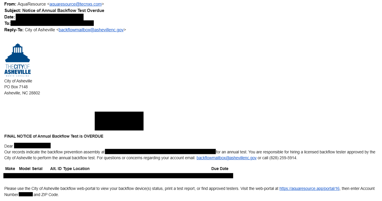 Aquaresource Email Example