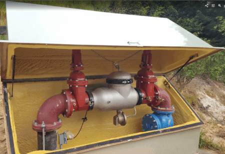 large water pipes in a container