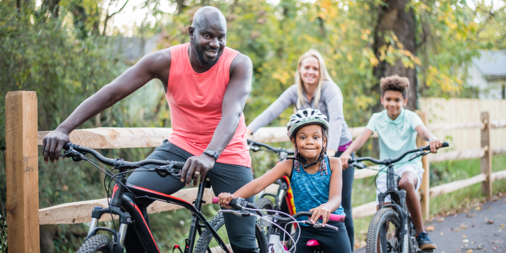 family on bicycles