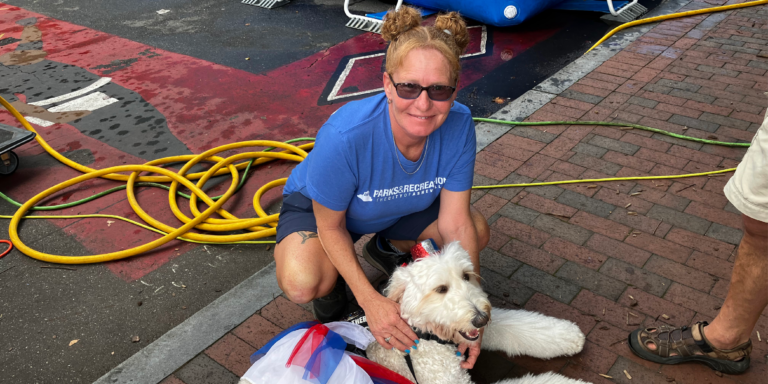 teanna wyatt with white dog