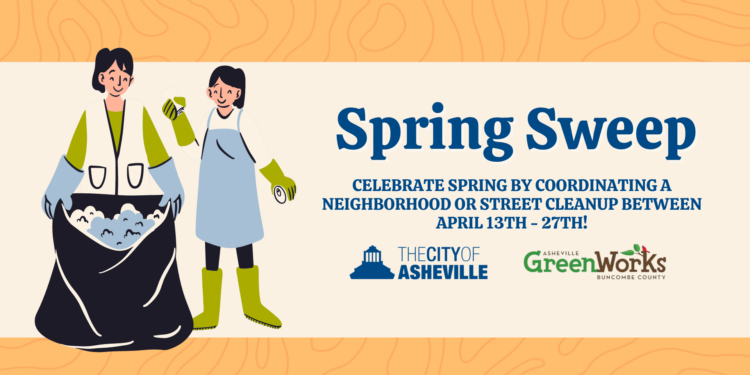 spring sweep graphic with city of asheville logo