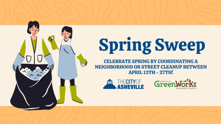 spring sweep graphic with city of asheville logo