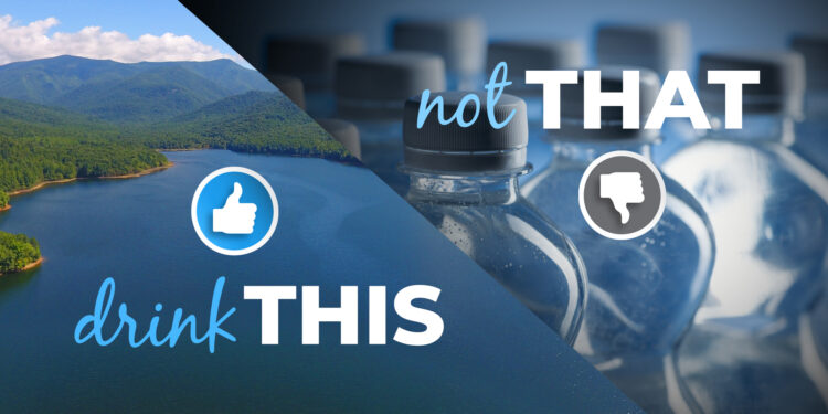 drink this that shows a view of reservoir, not that showing bottles of water