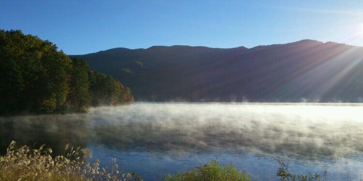 North Fork Reservoir on a foggy morning