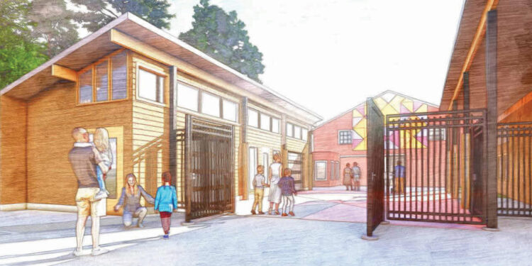 drawing of proposed new entry to the wnc nature center