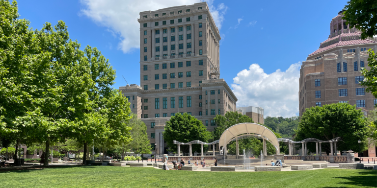 view of splasheville and city hall and the courthouse