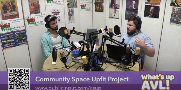 sam parada and logan smith sitting at table in radio station during interview