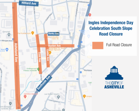 map depicting July 4 temporary road closures