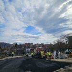 crews working to repave hiawassee with equipment