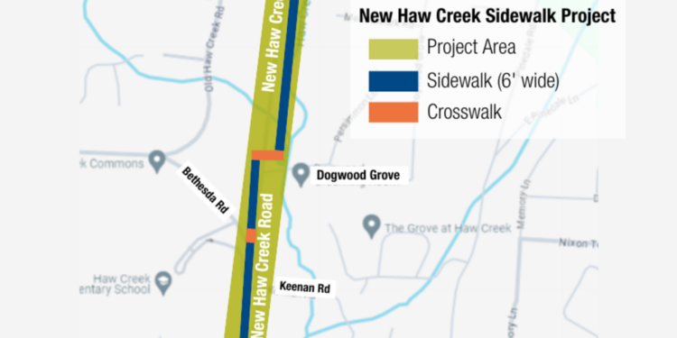 mao decpitving area in which sidewalk construction will take place