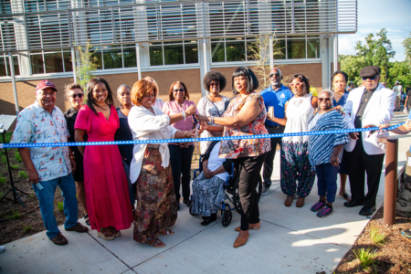 ribbon cutting at grant community center expansion