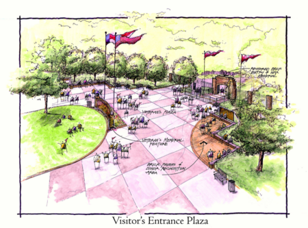 rendering of Veteran's Plaza at the stadium