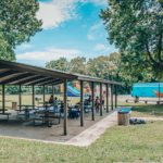picnic shed and pop up water park at Walton Street Park