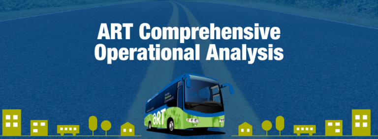 blue background with art bus and text reading art comprehensive operations analysis