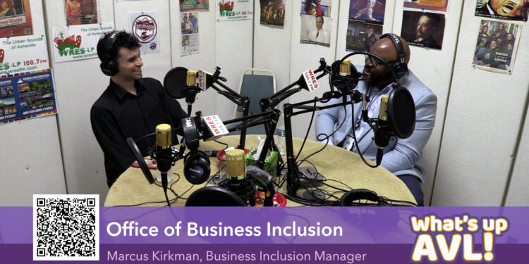 Host Sam Parada in studio with Businerss Inclusion Manager Marcus Kirkman