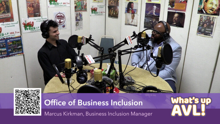 Host Sam Parada in studio with Businerss Inclusion Manager Marcus Kirkman