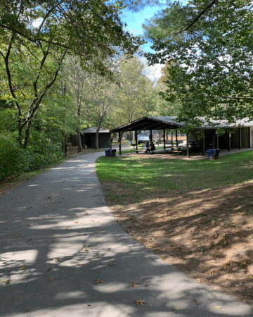 weaver park picnic shelter and sidewalk