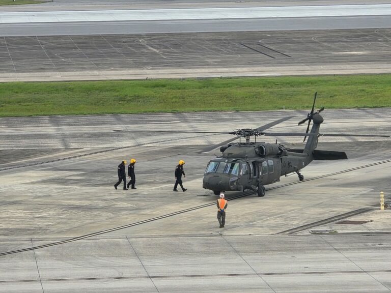 helicopter on landing strip