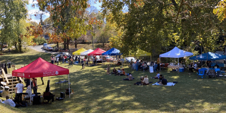 burtin fair tents and attendees