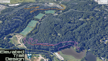 aerial map of hillside trail in azalea park