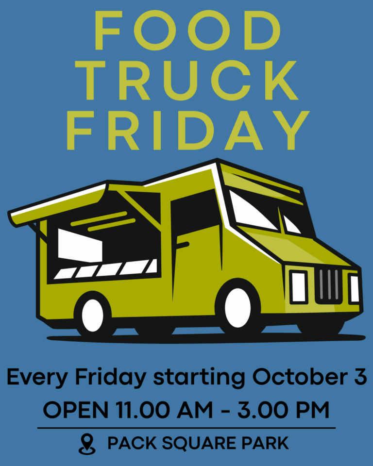 Banner for Food Truck Friday showcasing a food truck and the time and location of the event