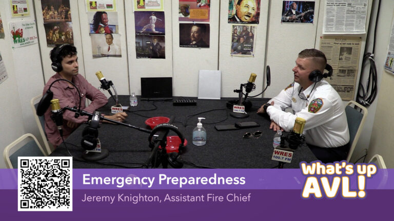 Sam Parada interviews Jeremy Knighton on the set of What's Up AVL