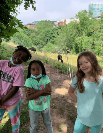 young girls near garden at Stephens Lee Community Center