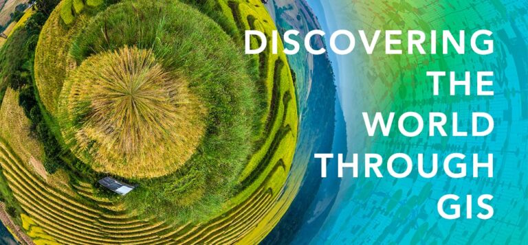 aerial view of a field with title Discovering the world through GIS