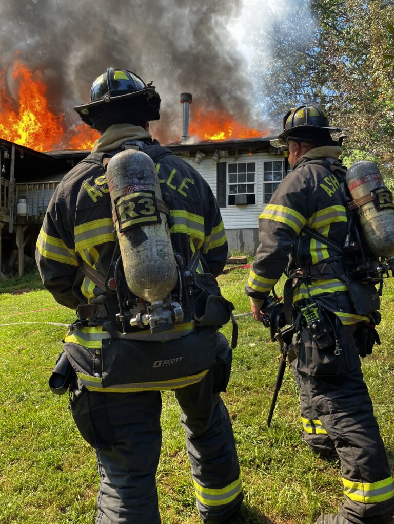 firefighters responding to a burning structure