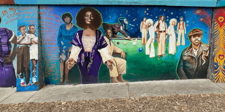 a painted ural that shows different african american musicians