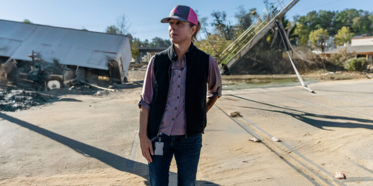 Mayor Maheimer stands in Biltmore Village area in the aftermath of Helene