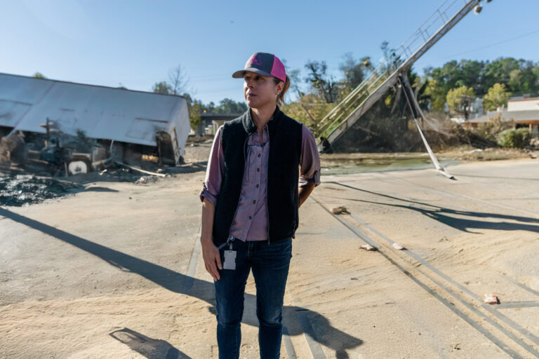 Mayor Maheimer stands in Biltmore Village area in the aftermath of Helene