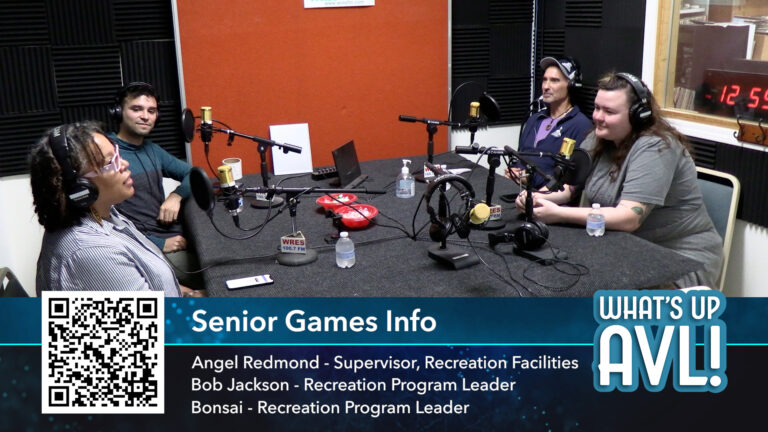 [picture of 4 podcast participants in studio - screen also include a QR code for more info on games and names of the show partiicapnts: Angel Redmond, Bob Jackson and Bonsai