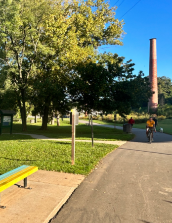  community members biking and walking on wilma dykeman greenway