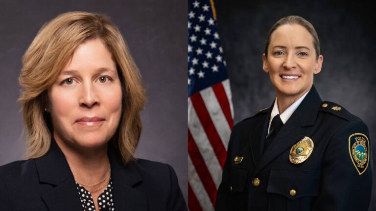 mayor esther manheimer and interim police chief jackie stepp