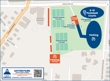 graphic map of propsed site for 8-10 pinkleball courts at aston site