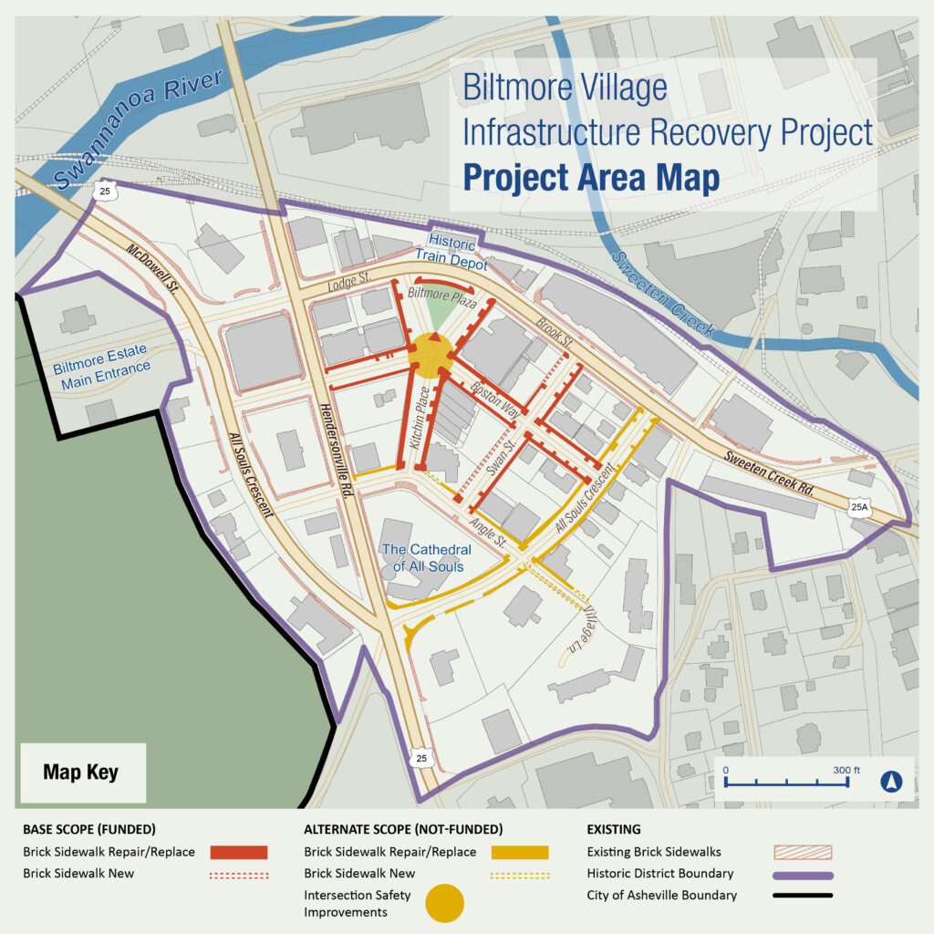 Map of project area showing a graphic layout of Biltmore Village