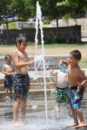 kids playing in splash pad