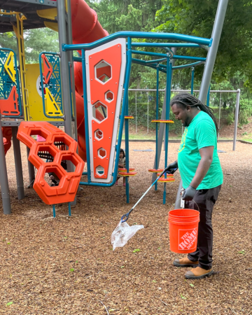 Will Ray cleaning a playground